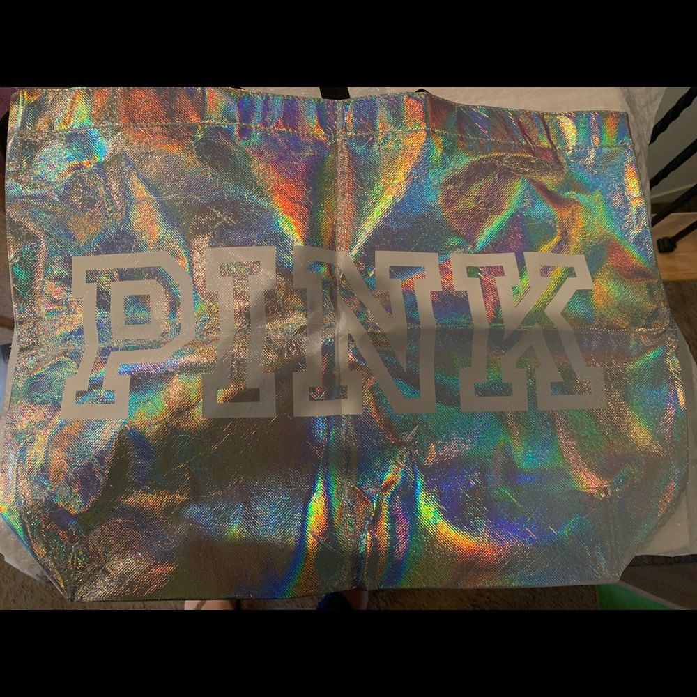 PINK holographic tote bag NWT